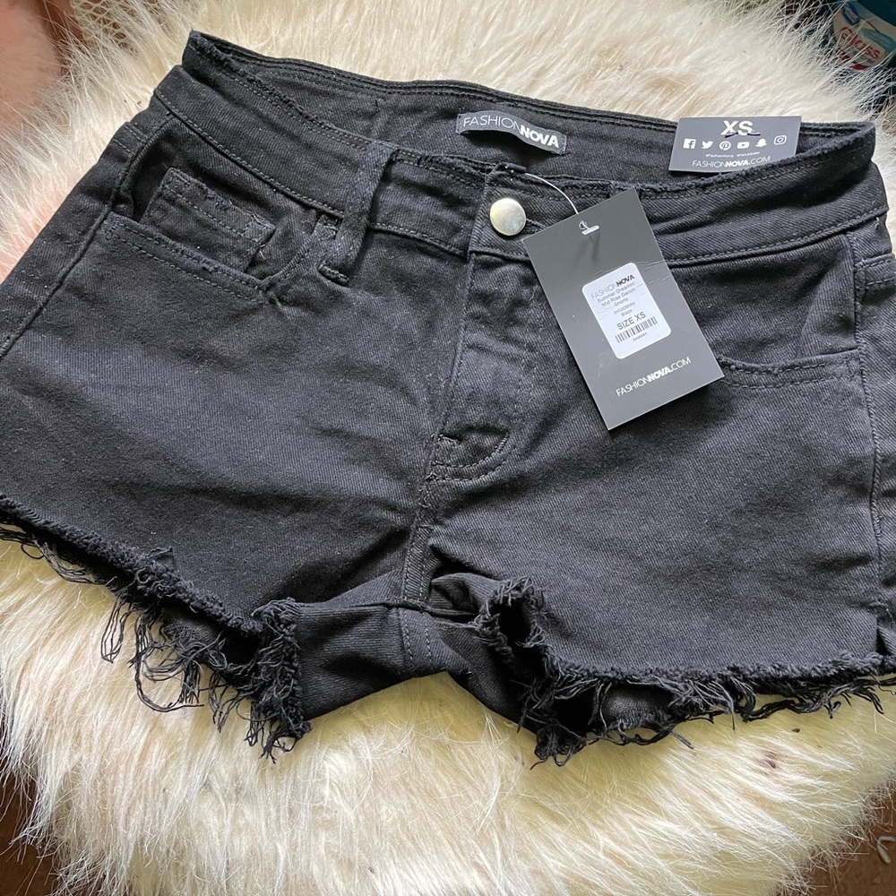 Black Distressed Shorts